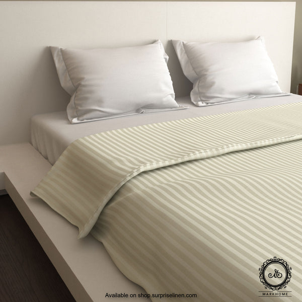 Mark Home - 100% Fine Cotton Satin 400 TC Premium Stripes Duvet Cover Double (White)