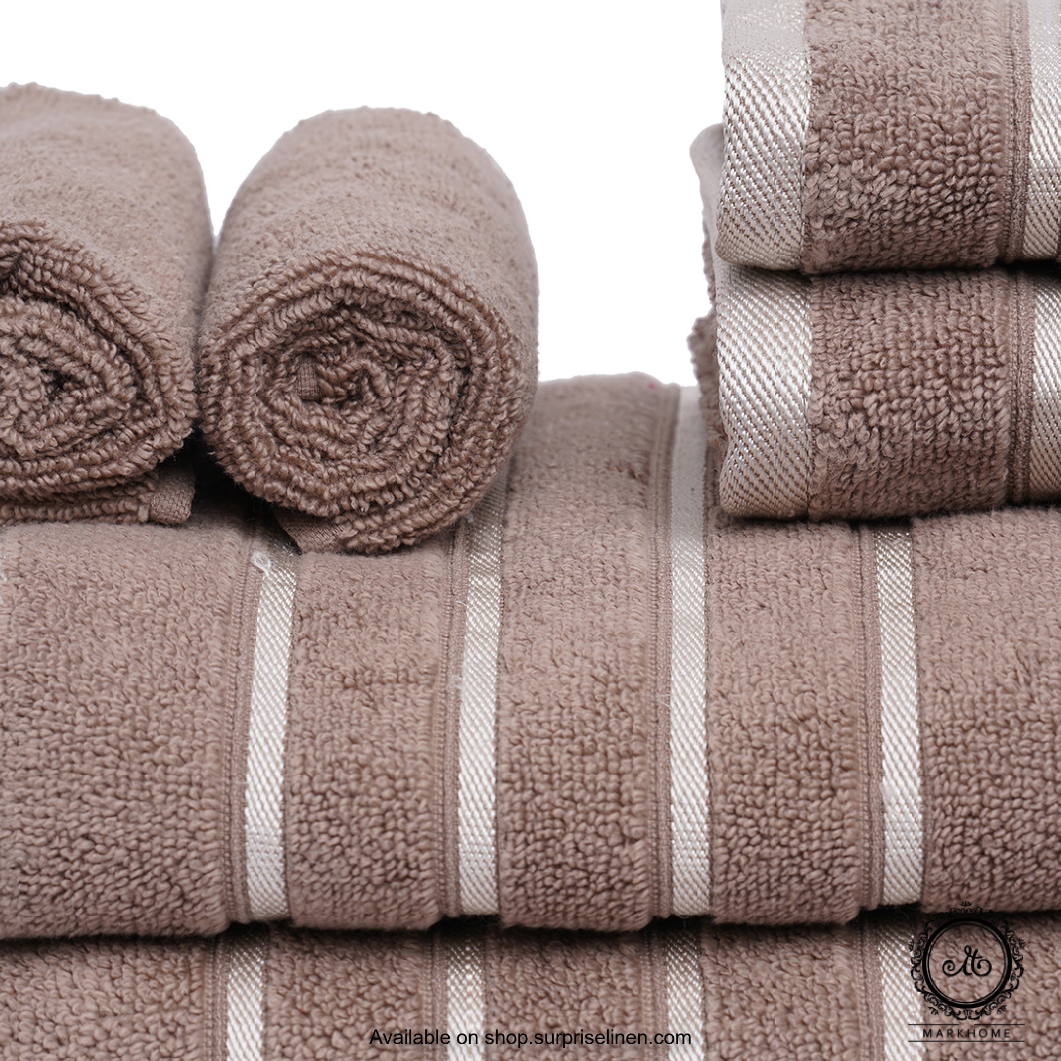 Mark Home - 100% Cotton 500 GSM Zero Twist Anti Microbial Treated Simply Soft Gift Set of 06 Pcs (Beige)