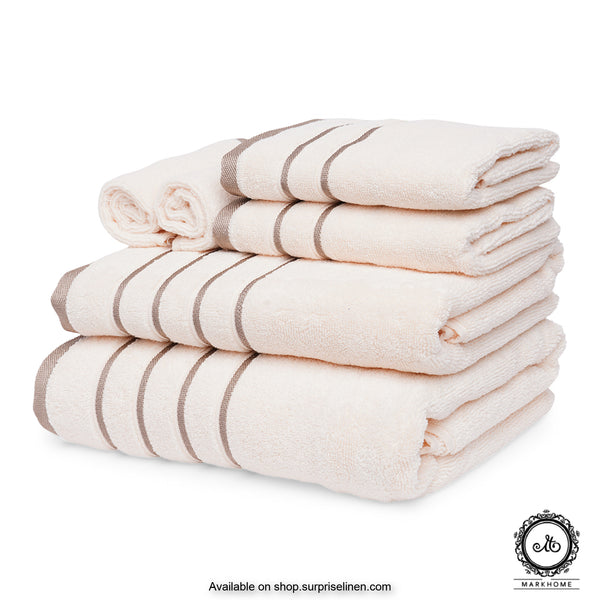 Mark Home - 100% Cotton 500 GSM Zero Twist Anti Microbial Treated Simply Soft Gift Set of 06 Pcs (Ivory)