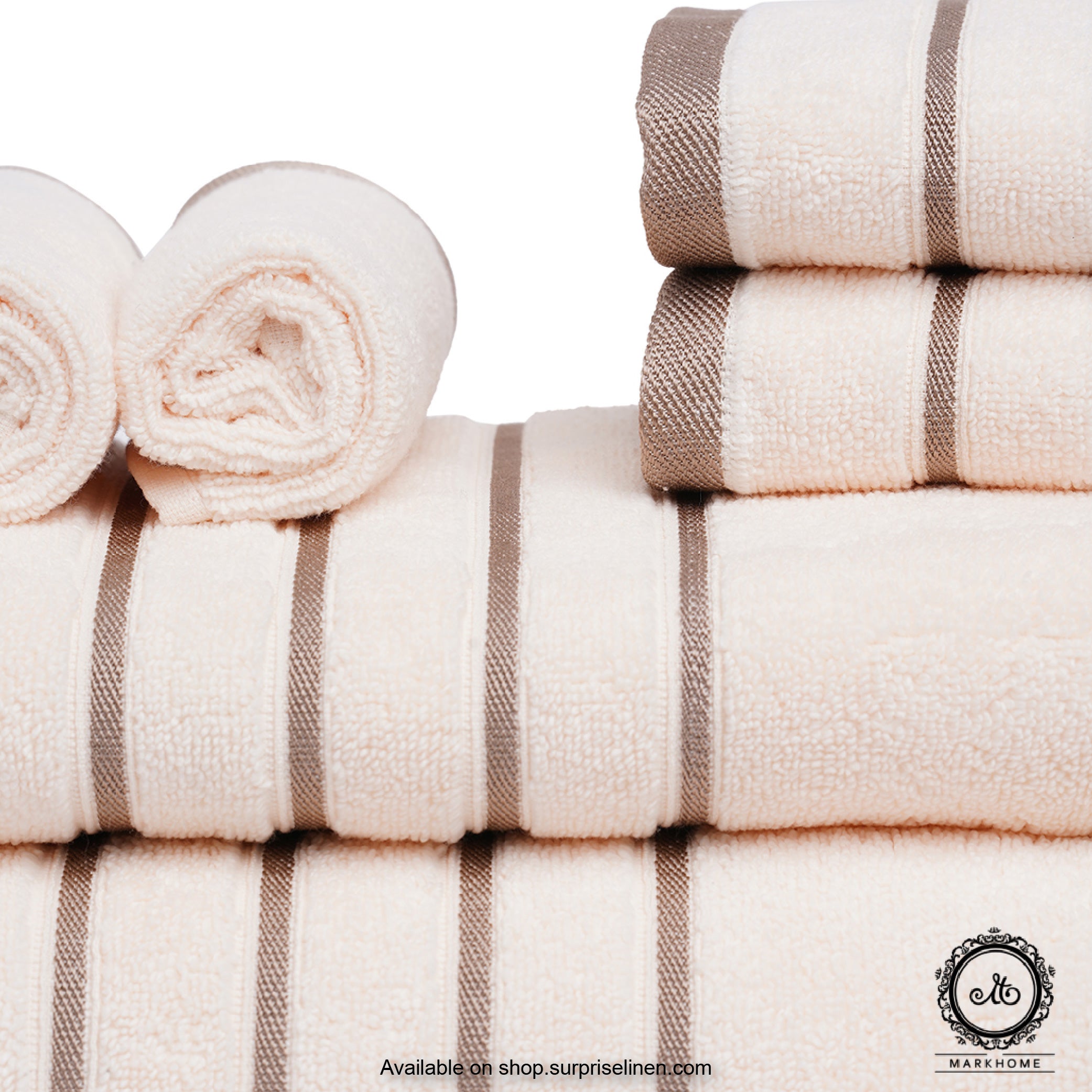 Mark Home - 100% Cotton 500 GSM Zero Twist Anti Microbial Treated Simply Soft Gift Set of 06 Pcs (Ivory)