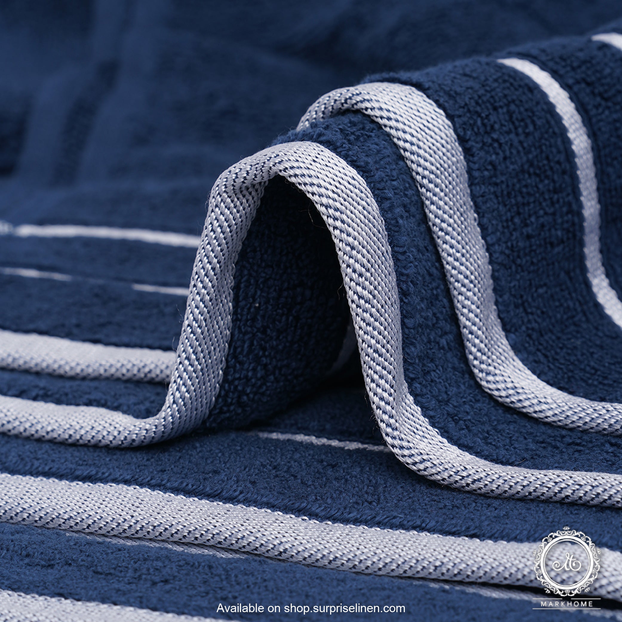 Mark Home - 100% Cotton 500 GSM Zero Twist Anti Microbial Treated Simply Soft Gift Set of 06 Pcs (Navy)