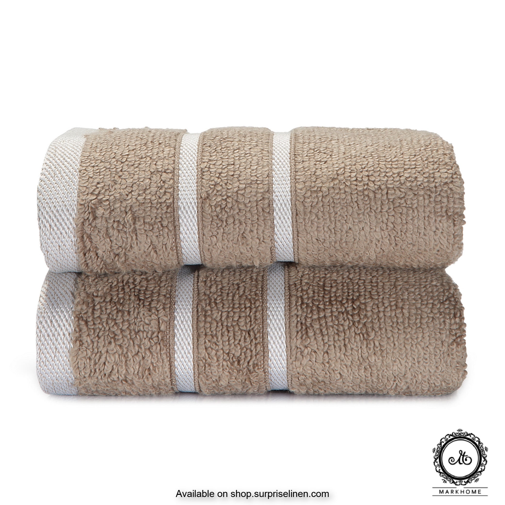 Mark Home - 100% Cotton 500 GSM Zero Twist Anti Microbial Treated Simply Soft Hand Towel (Beige)
