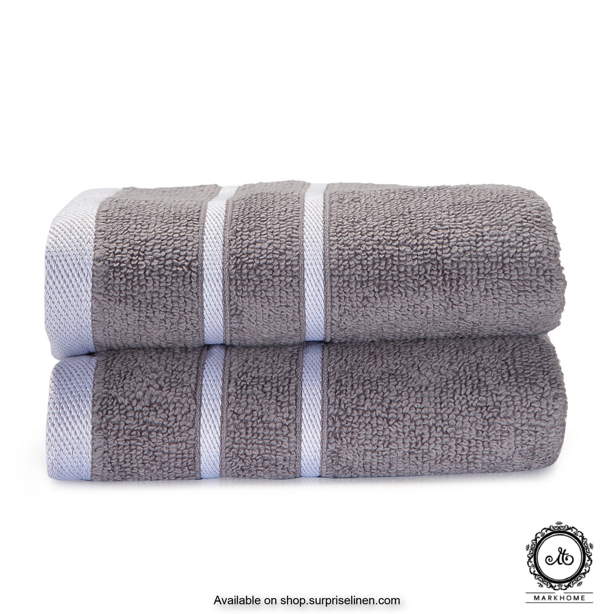 Mark Home - 100% Cotton 500 GSM Zero Twist Anti Microbial Treated Simply Soft Hand Towel (Grey)