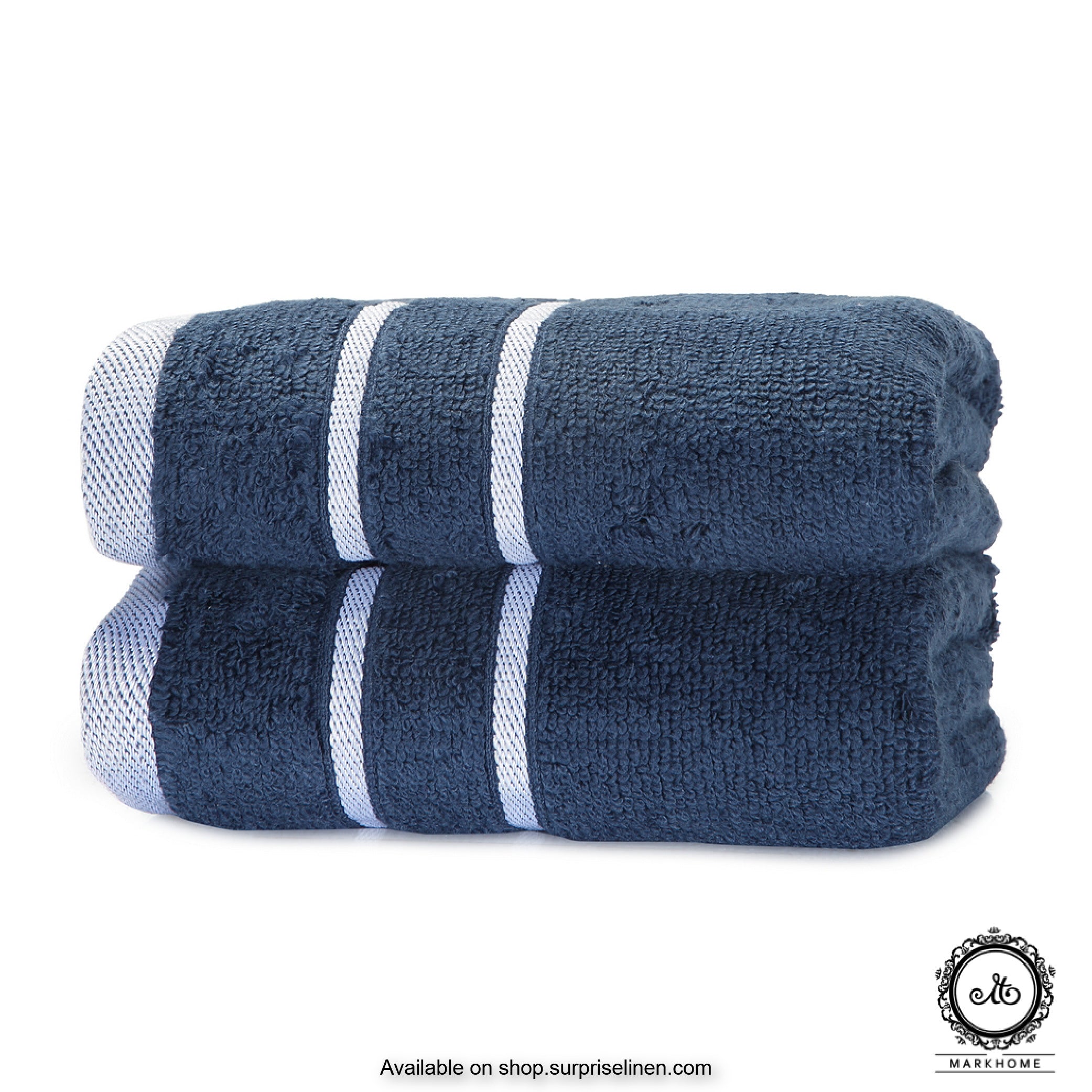 Mark Home - 100% Cotton 500 GSM Zero Twist Anti Microbial Treated Simply Soft Hand Towel (Navy)