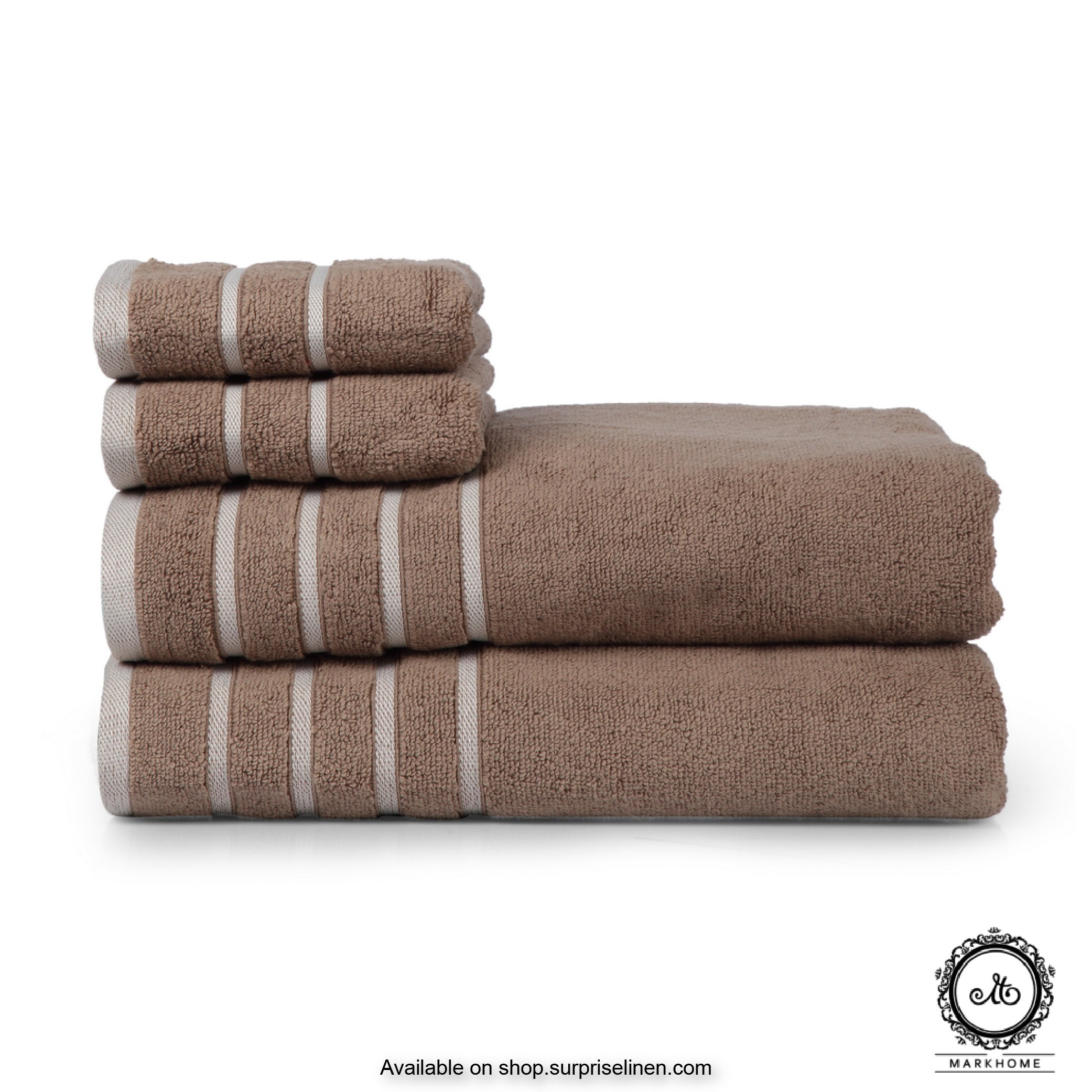 Mark Home - 100% Cotton 500 GSM Zero Twist Anti Microbial Treated Simply Soft Gift Set of 06 Pcs (Beige)