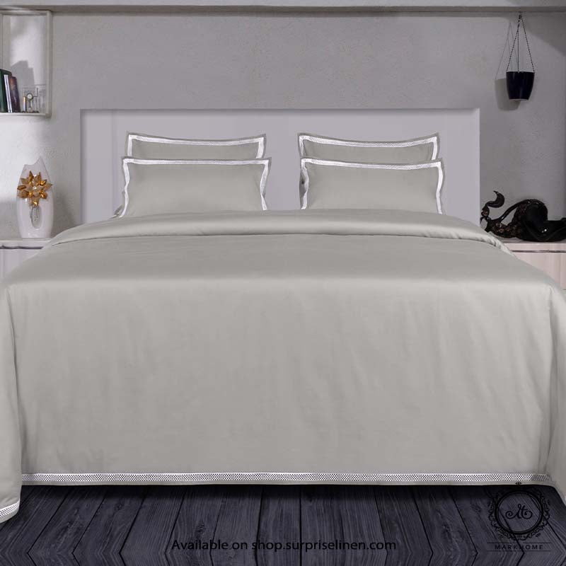 Mark Home - 100% Cotton Satin Suisse 400 TC 6 pcs Bed Ensemble Set (Silver)