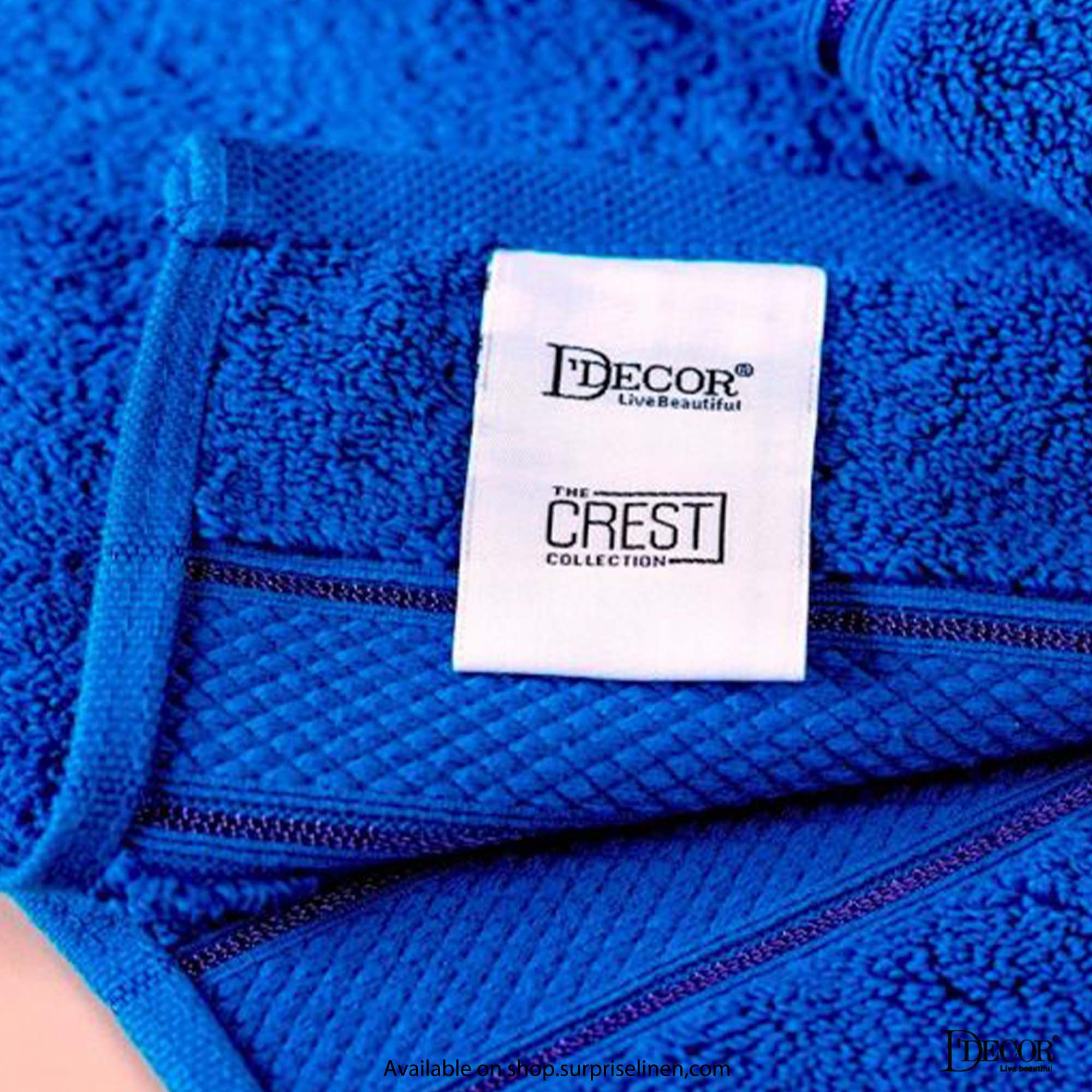 D'Decor - The Crest Collection 650 GSM Bath Towel (Royal Blue)