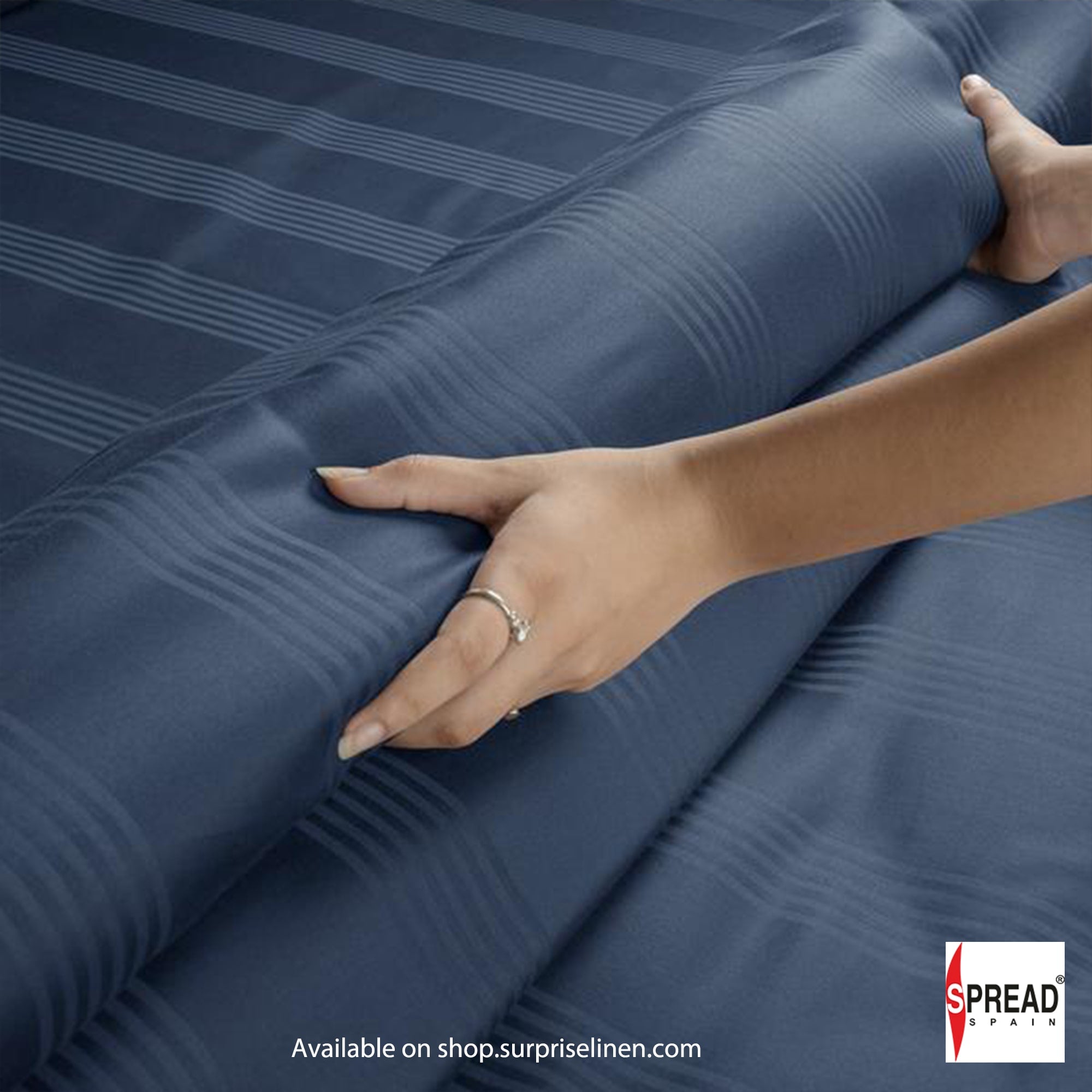 Spread Spain - 450Thread Count Premium Cotton Barcode Bedsheet Set (Midnight Blue)