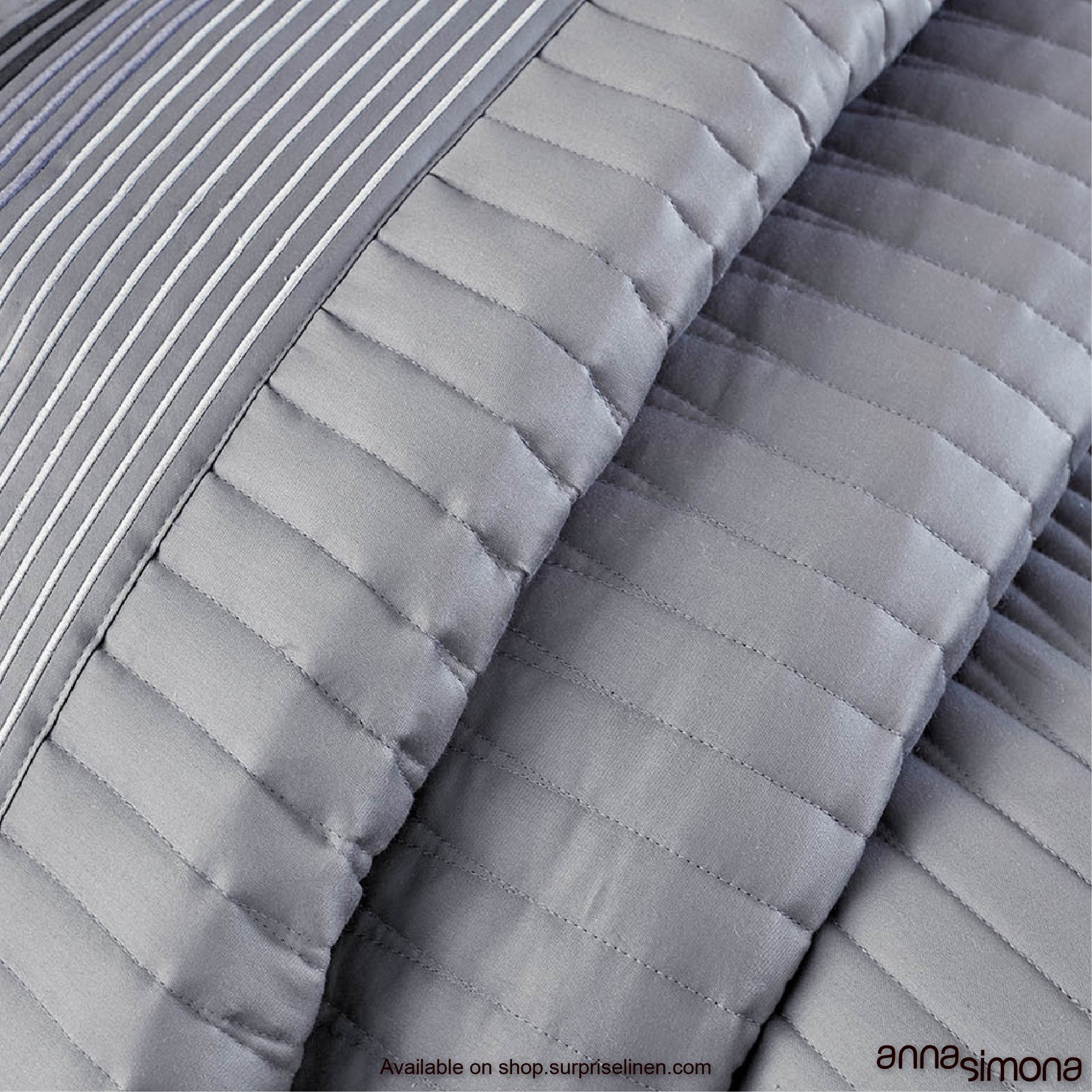 Anna Simona - Cornell 3 Pcs 400 TC Fine Cotton Satin Bed Cover Set (Grey)