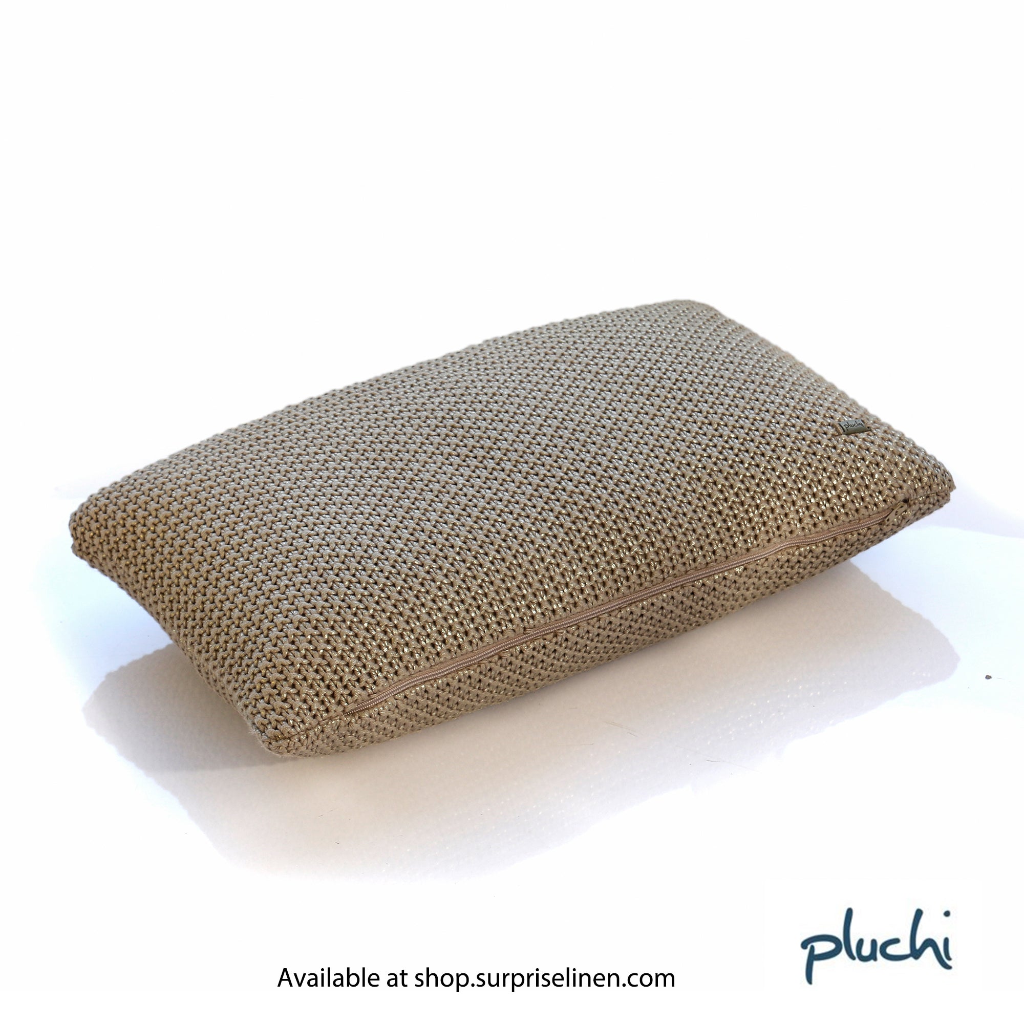 Pluchi - Moss Knit Foil Print Knitted Cotton Cushion Cover (Stone)