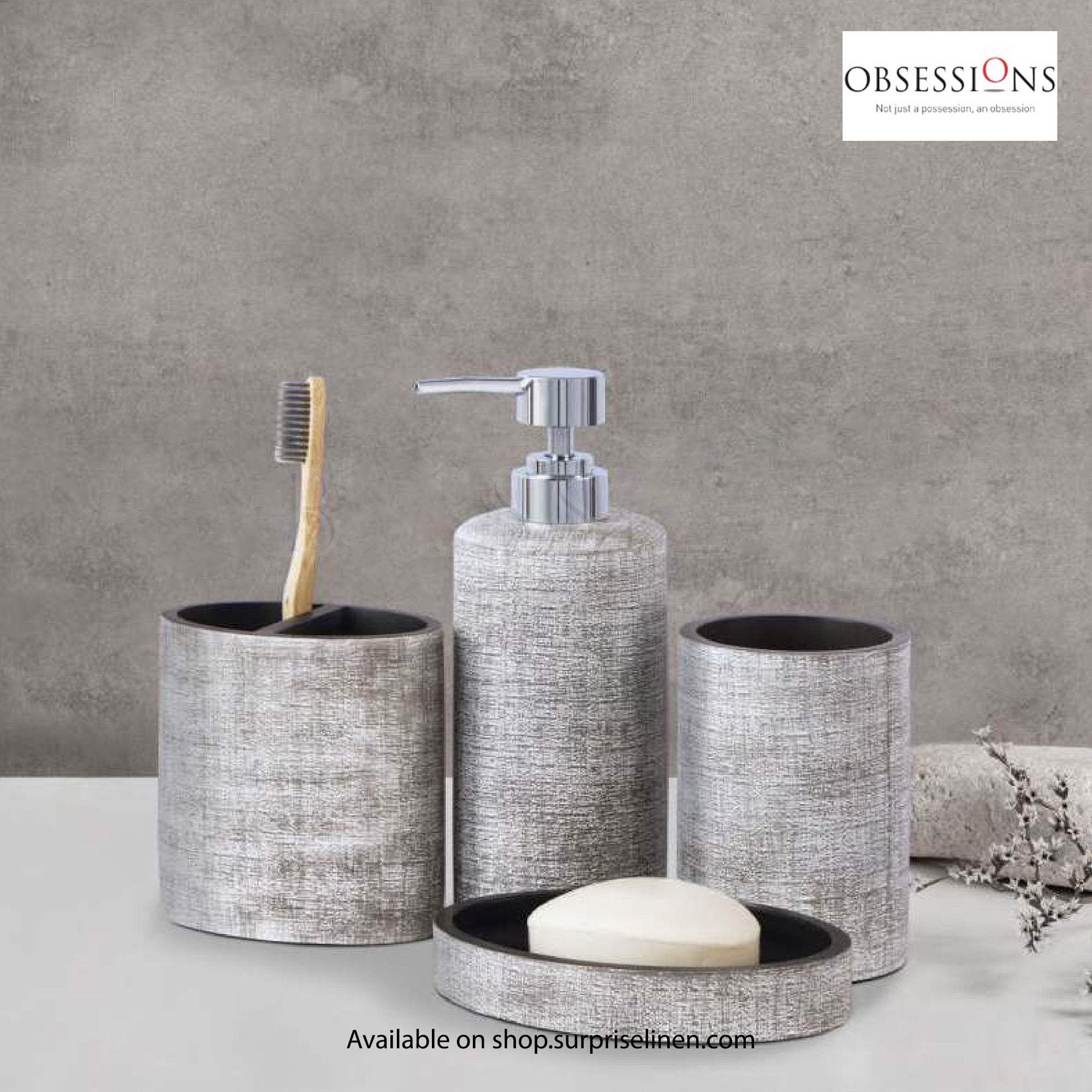 Obsessions - Alvina Collection Luxury Bathroom Accessory Set (Taupe)