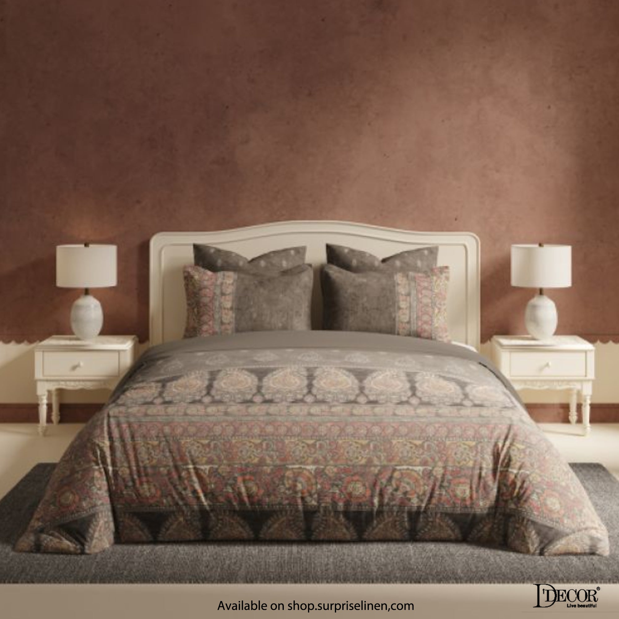 D'Decor - Kalakriti Collection Royal Grace King Size 5 Pcs 100% Cotton Bedsheet Set
