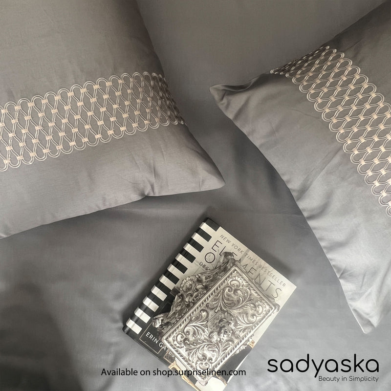 Sadyaska - Lisse Collection Cotton Rich 3 Pcs Bedsheet Set (Dark Grey)