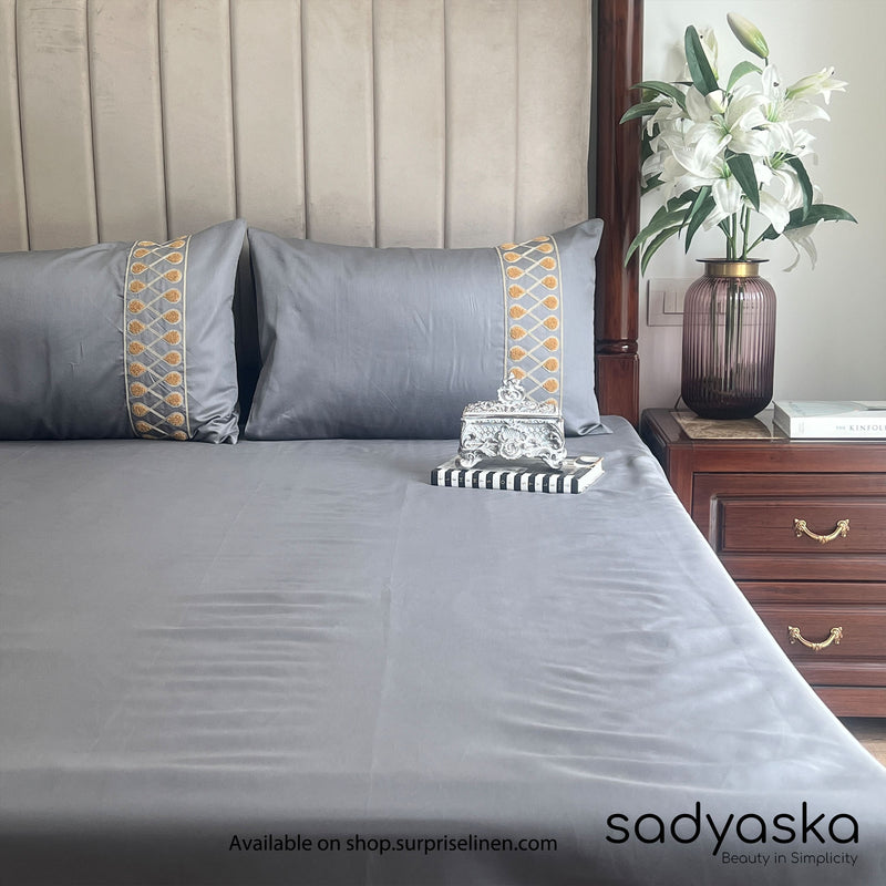 Sadyaska - Zenith Collection Cotton Rich 3 Pcs Bedsheet Set (Dark Grey)