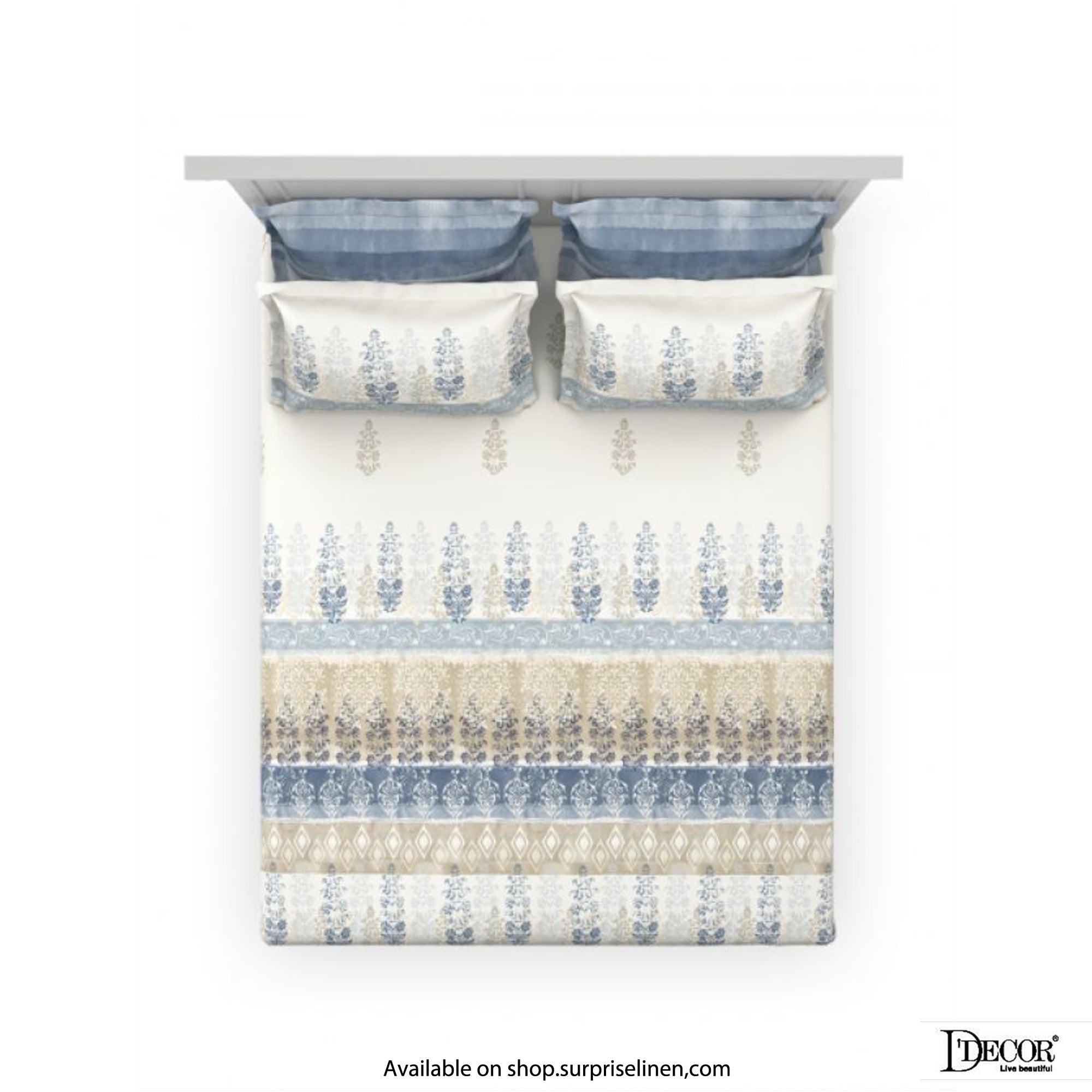 D'Decor - Kalakriti Collection Eden King Size 5 Pcs 100% Cotton Bedsheet Set