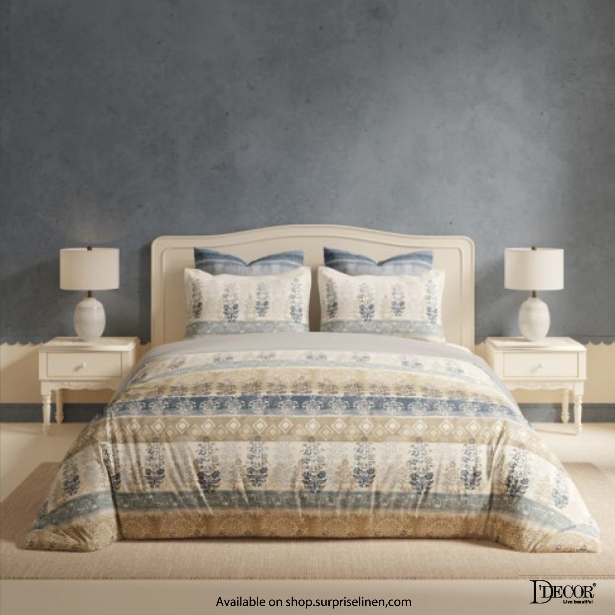D'Decor - Kalakriti Collection Eden King Size 5 Pcs 100% Cotton Bedsheet Set