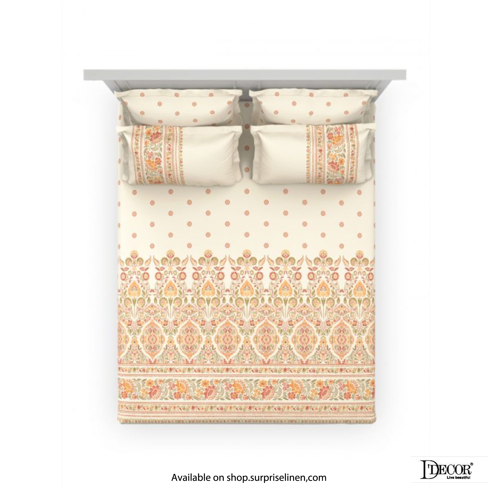 D'Decor - Kalakriti Collection Paisley Park King Size 5 Pcs 100% Cotton Bedsheet Set