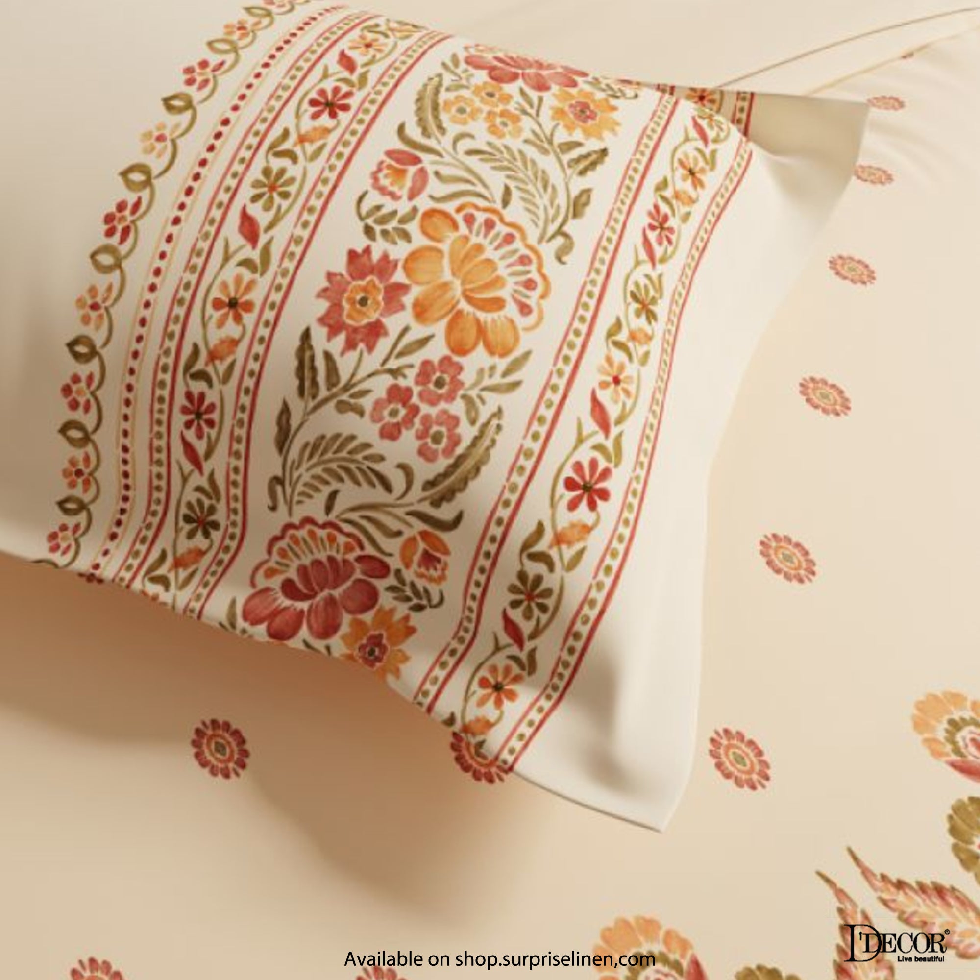D'Decor - Kalakriti Collection Paisley Park King Size 5 Pcs 100% Cotton Bedsheet Set