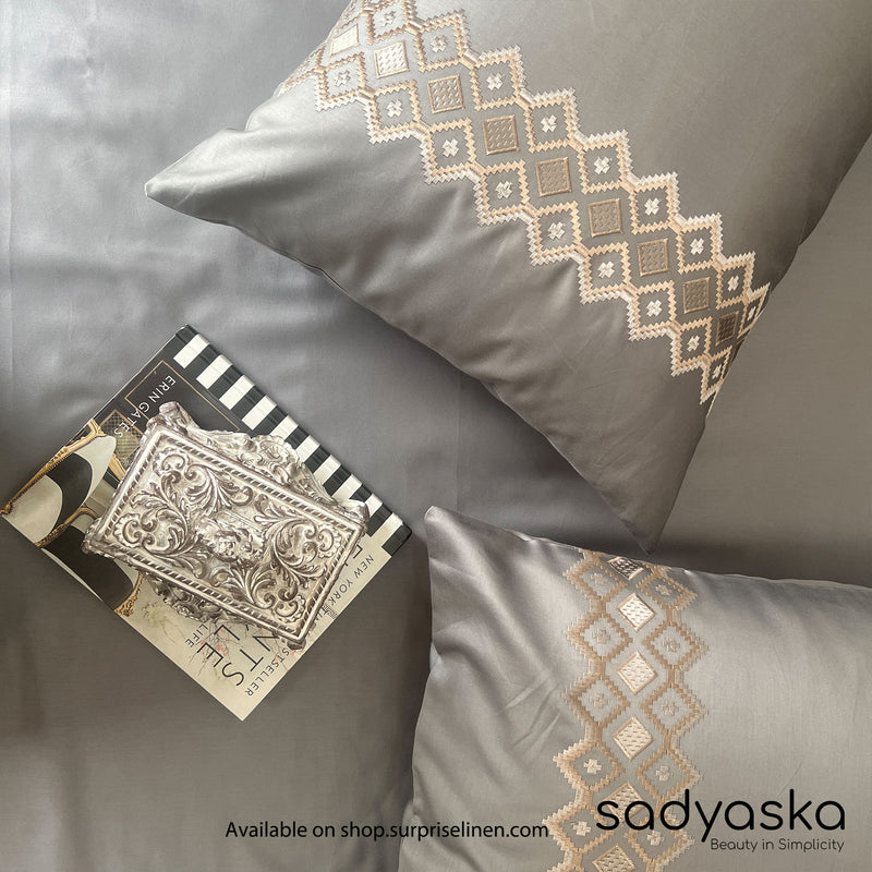 Sadyaska - Diandra Collection Cotton Rich 3 Pcs Bedsheet Set (Dark Grey)