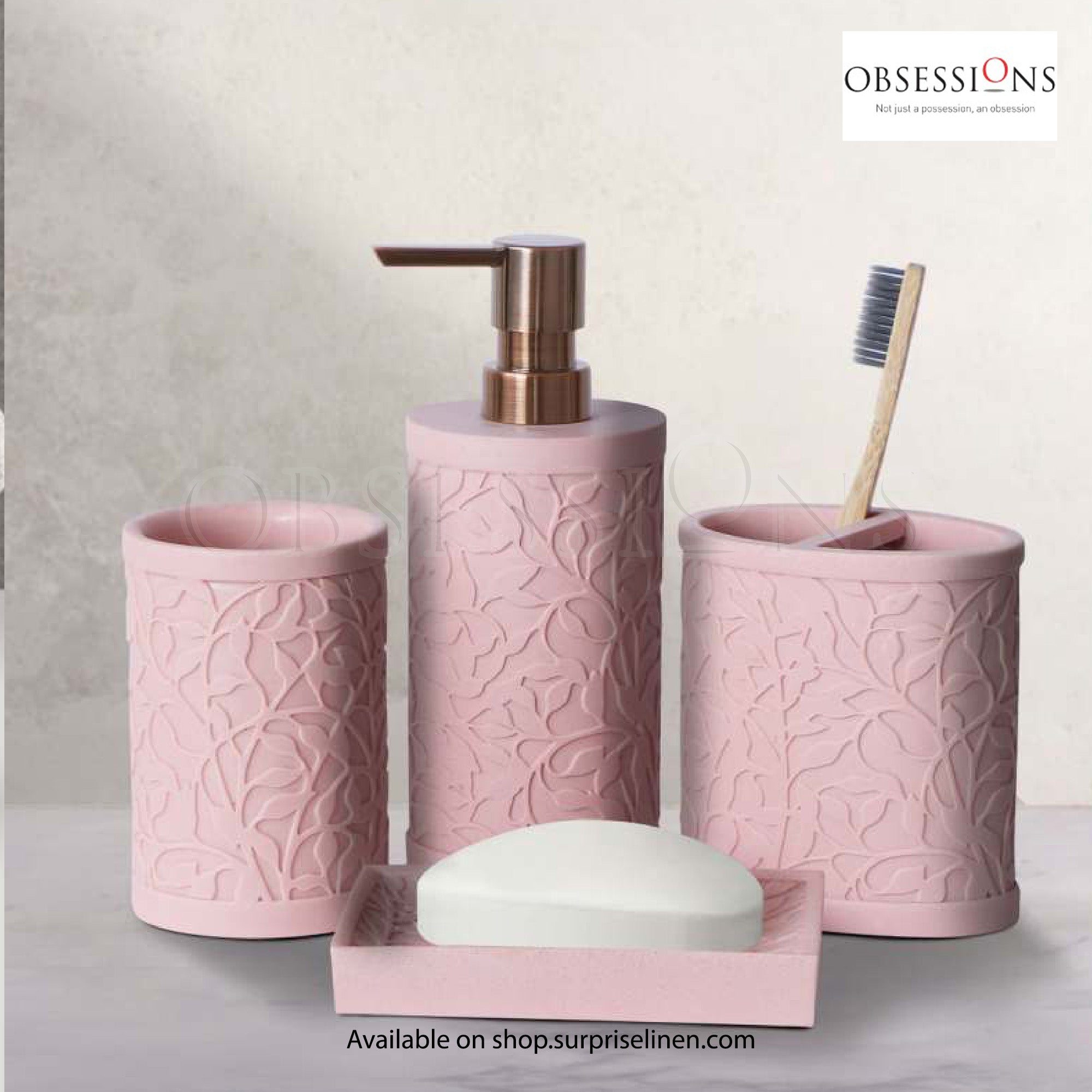 Obsessions - Alvina Collection Luxury Bathroom Accessory Set (Pink)