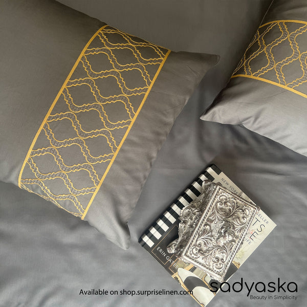 Sadyaska - Maroc Collection Cotton Rich 3 Pcs Bedsheet Set (Dark Grey)