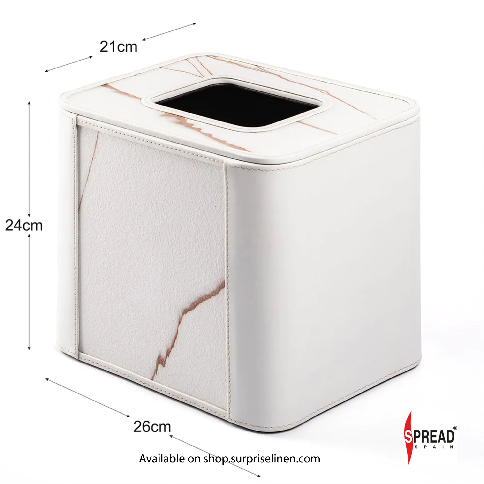 Spread Spain - Marble Satvario Collection Dustbin (White Satvario)