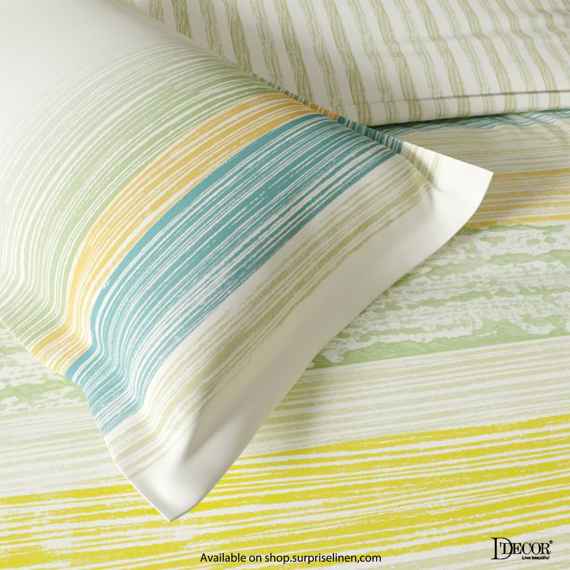 D'Decor - Primary Collection 100% Cotton Queen Size 3 Pcs Bedsheet Set (Artistic Stripes)