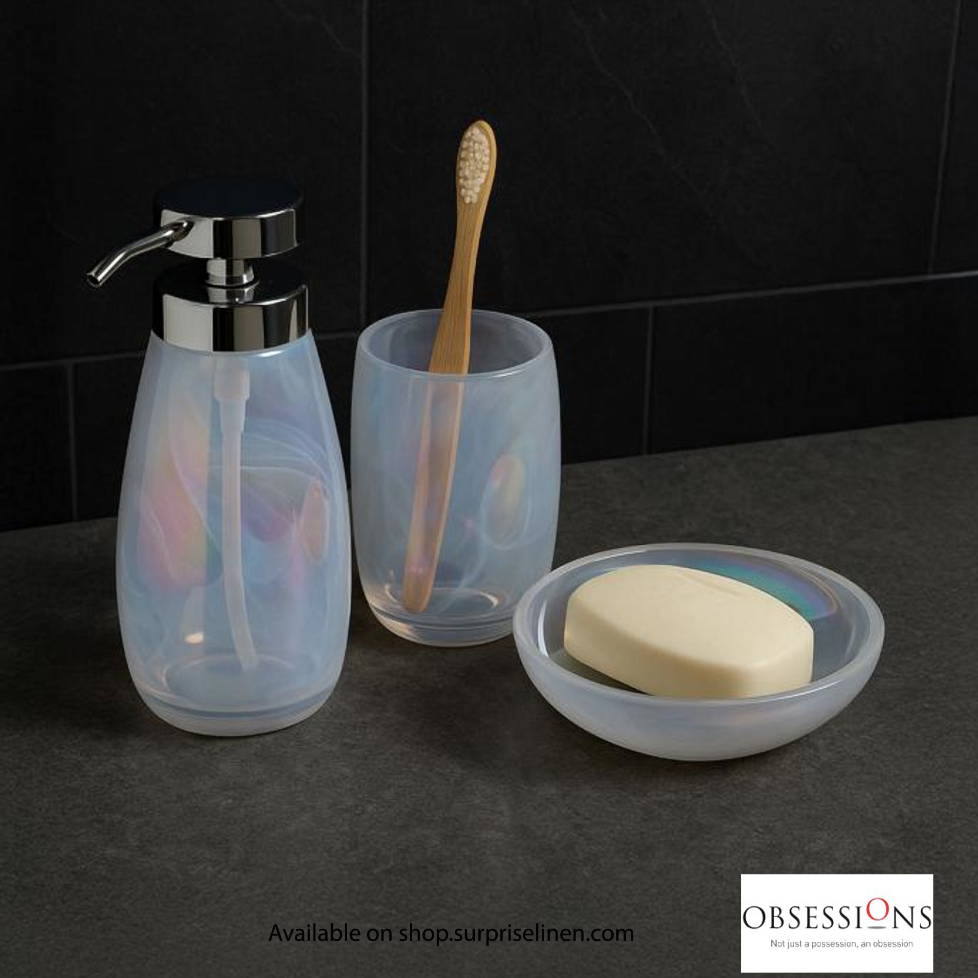 Obsessions - prism Collection Luxury Bathroom Accessory Set (Ivory)