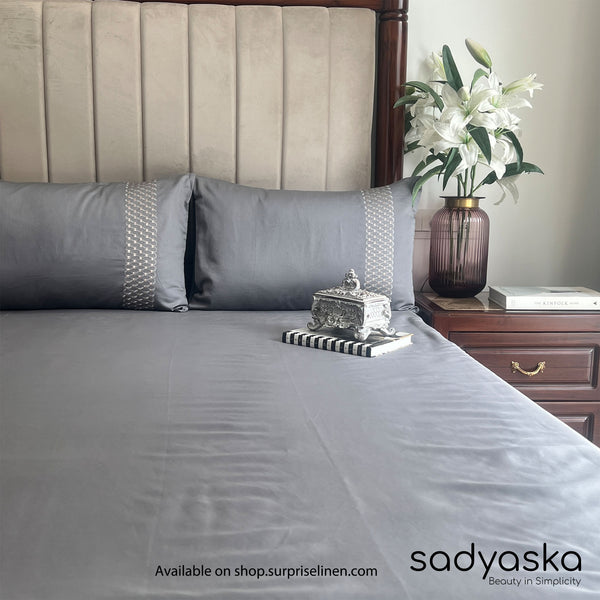 Sadyaska - Lisse Collection Cotton Rich 3 Pcs Bedsheet Set (Dark Grey)