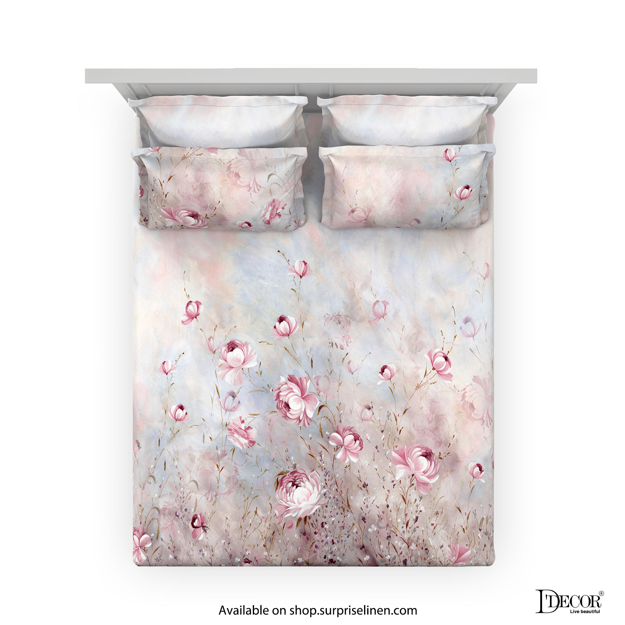 D'Decor - Fleur Collection Orchid Smoke Bed Sheet Set