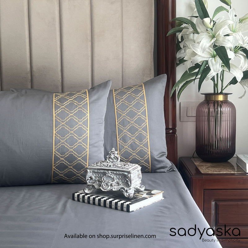 Sadyaska - Maroc Collection Cotton Rich 3 Pcs Bedsheet Set (Dark Grey)