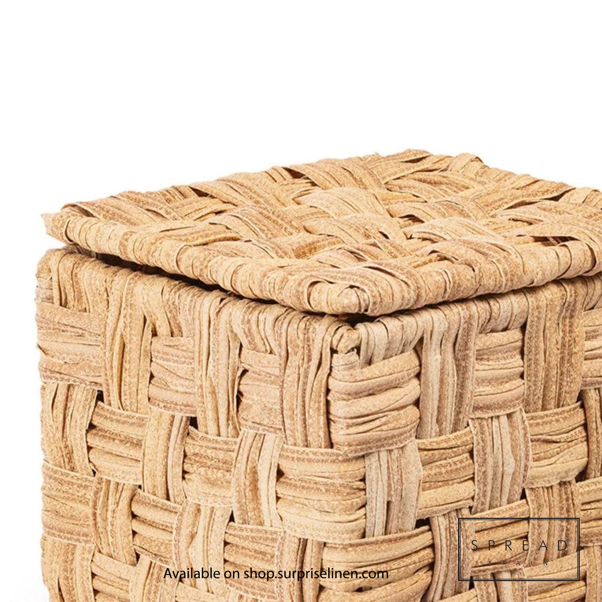 Spread Spain - Waterproof & Moisture Proof Synthetic Rattan Criss Cross Dustbin (Brown)