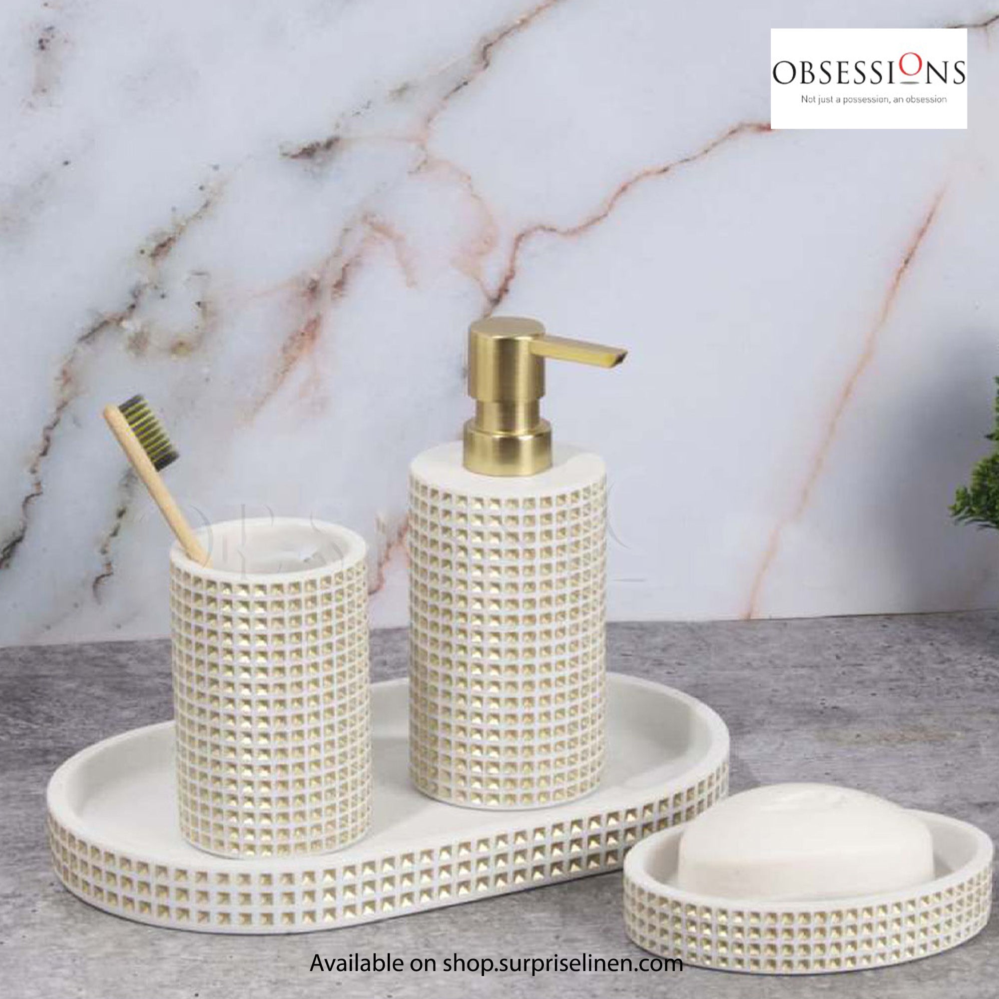 Obsessions - Vibe Collection 4 Pcs Bath Set (Cream & Gold)