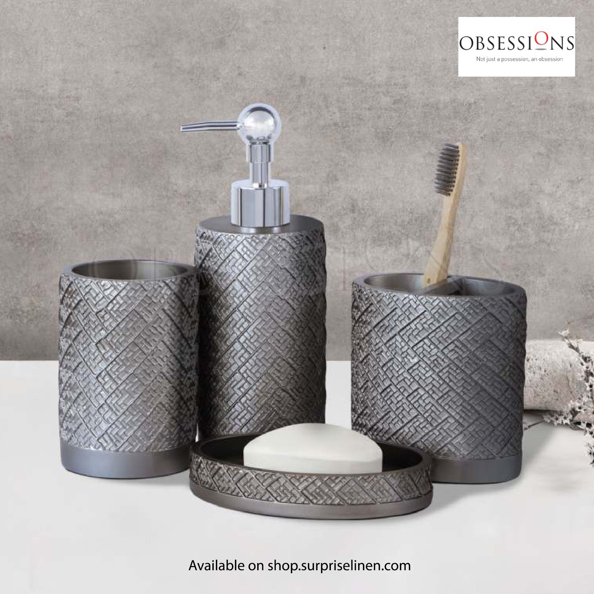 Obsessions - Alvina Collection Luxury Bathroom Accessory Set (Dark Grey)