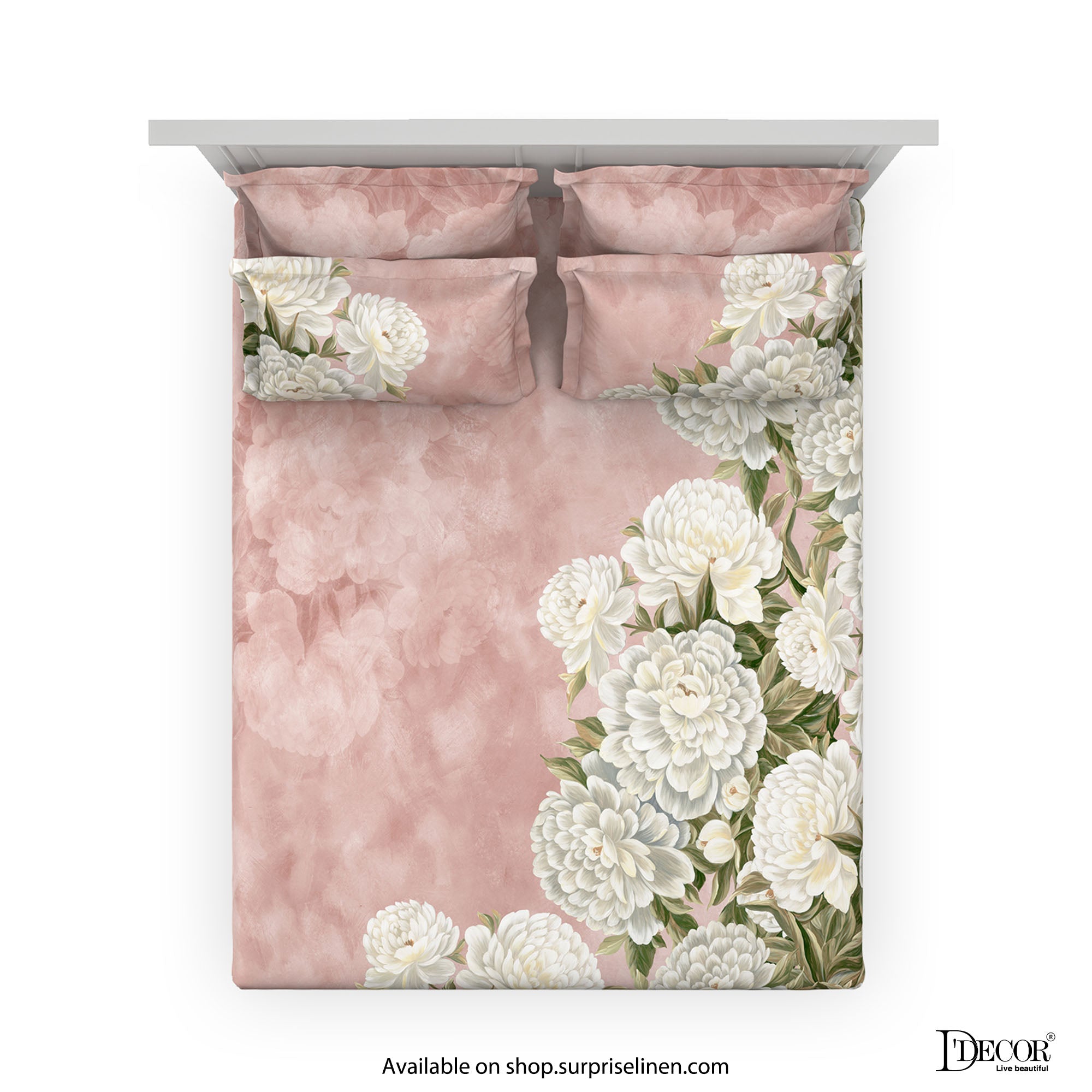 D'Decor - Fleur Collection Peach Blush Bed Sheet Set