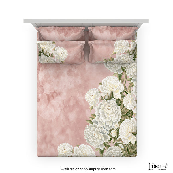 D'Decor- Fleur Collection Peach Blush Bed Sheet Set