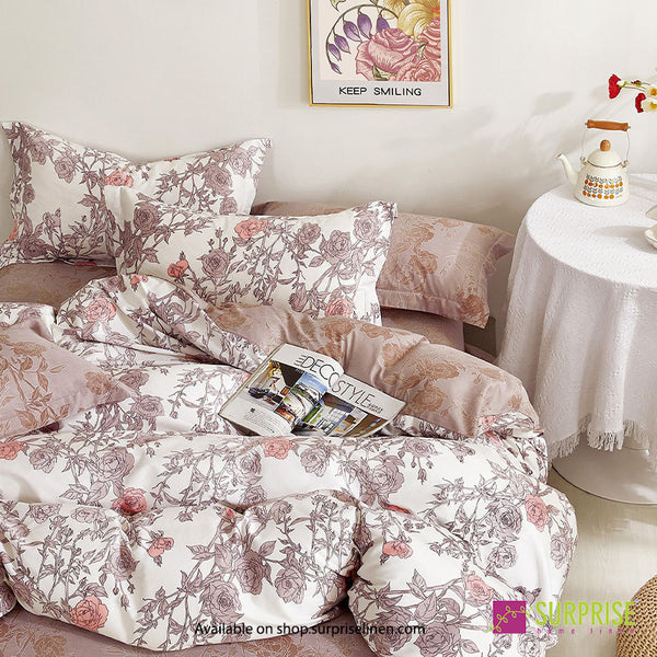 Luxury Hues Collection by Surprise Home - Super King Size 3 Pcs Bedsheet Set in 300 TC Premium Cotton Fabric (Bone)