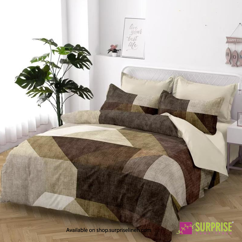Surprise Home - Essenze Luxe Collection Silver Dandelion Digital 100% Cotton 3 Pcs Bedsheet Set (Pearl Grey)