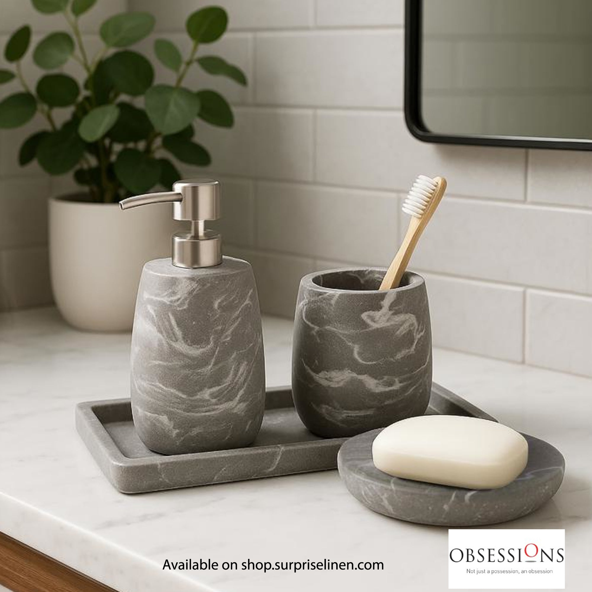 Obsessions - Spaze Collection Luxury Bathroom Accessory Set (Grey)