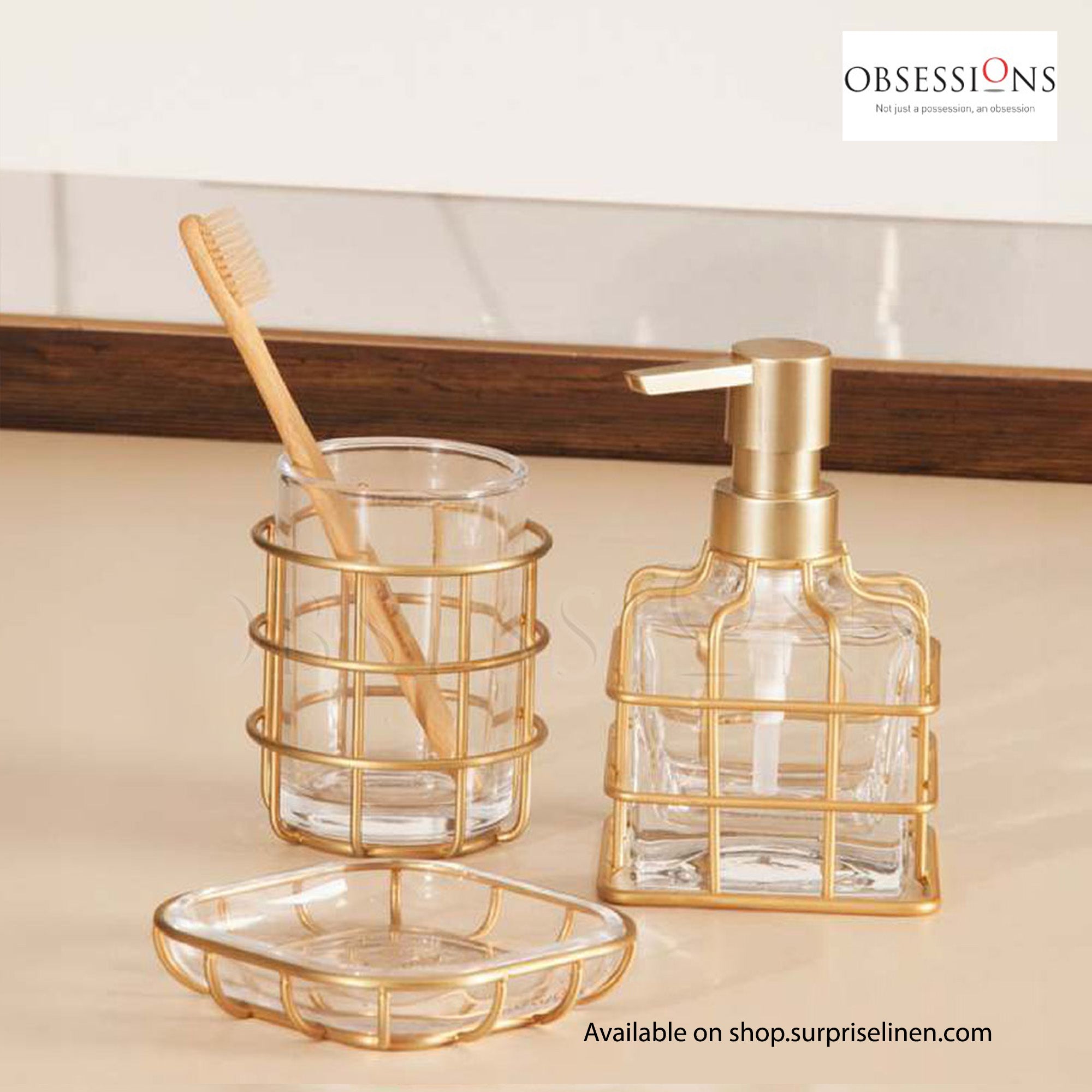 Obsessions - Prism Collection 3 Pcs Bath Set (Gold)