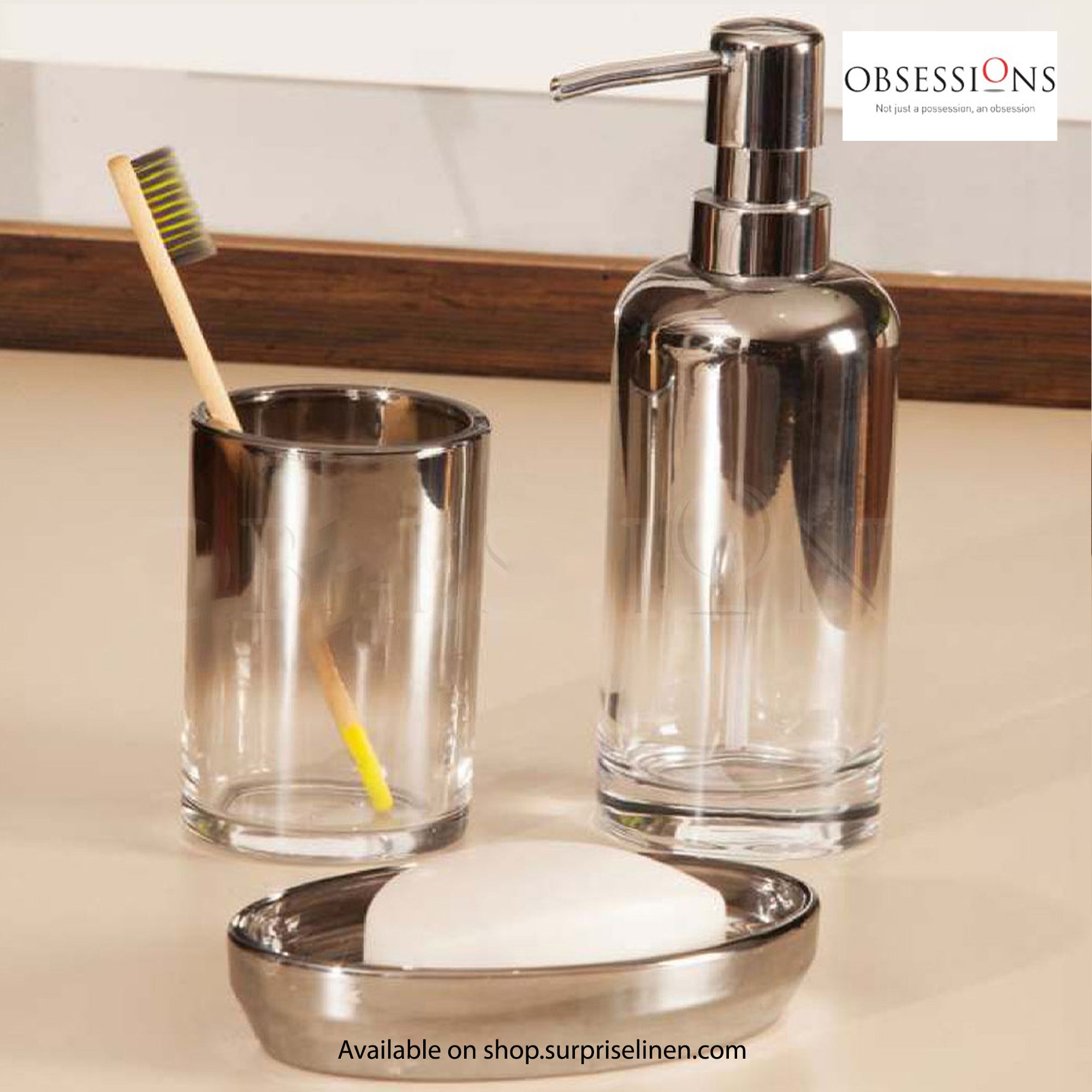 Obsessions - Prism Collection 3 Pcs Bath Set (Silver)