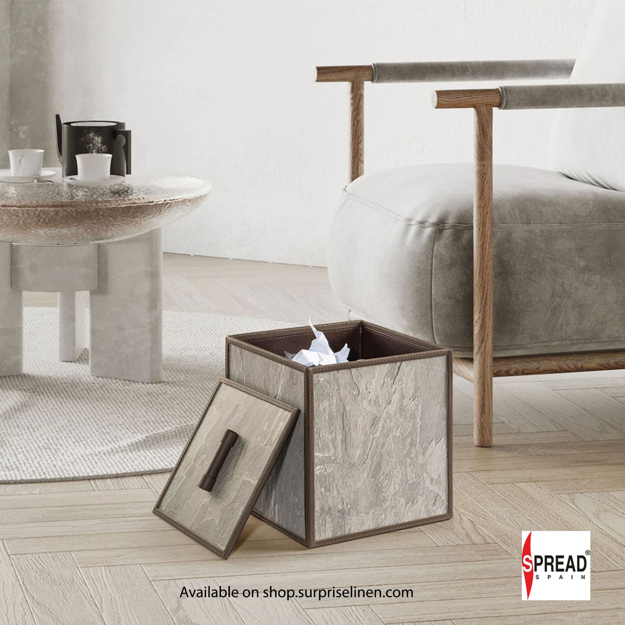 Spread Spain - Marble Satvario Collection Dustbin (Grey Emperador)