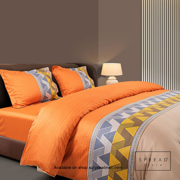 Spread Spain - Spring Summer Collection 500 TC Cotton 3 Pcs Bedsheet Set (Orange)