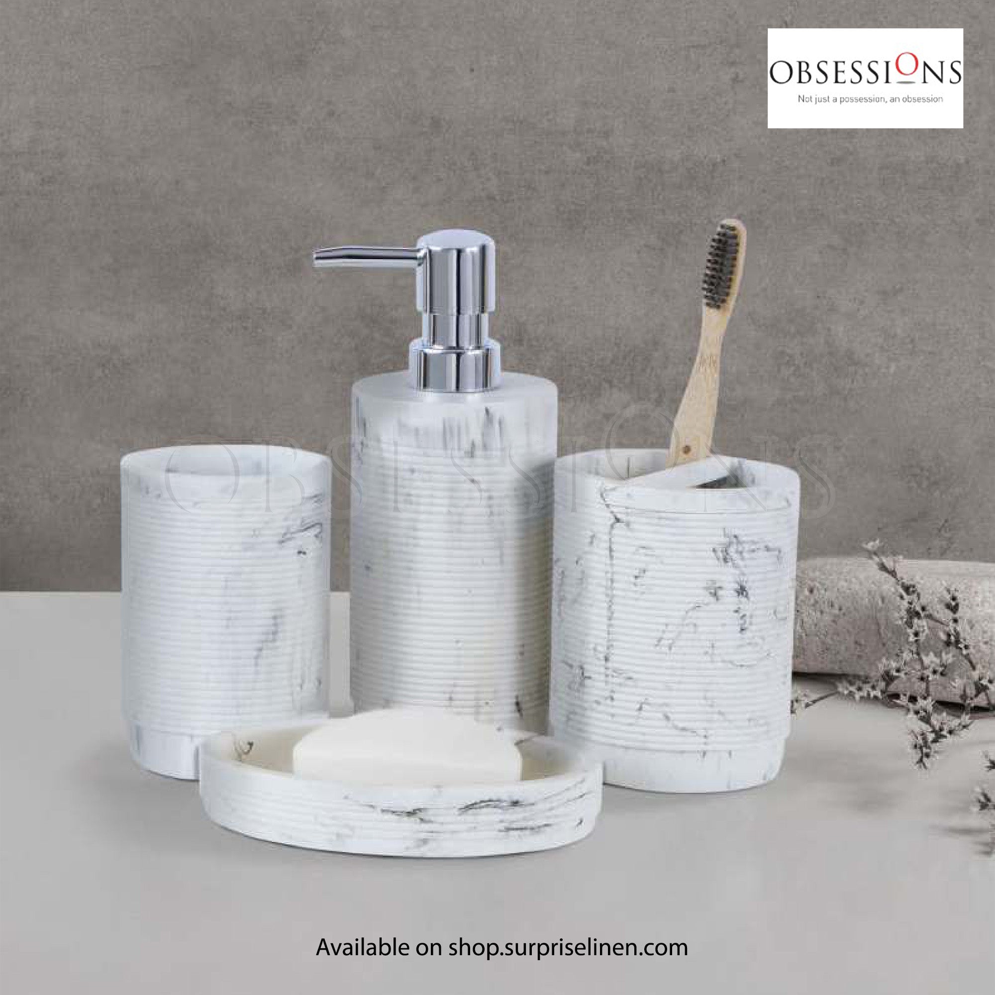 Obsessions - Alvina Collection Luxury Bathroom Accessory Set (Marble)