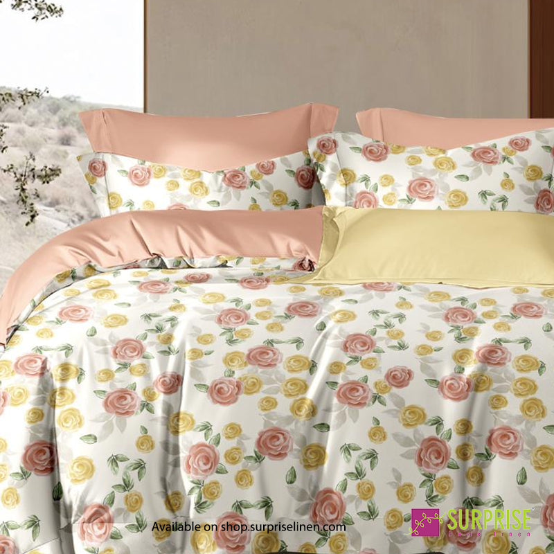 Surprise Home - Fresco Collection Rose Confetti 100% Cotton 3 Pcs Bedsheet Set (Ivory Pink)