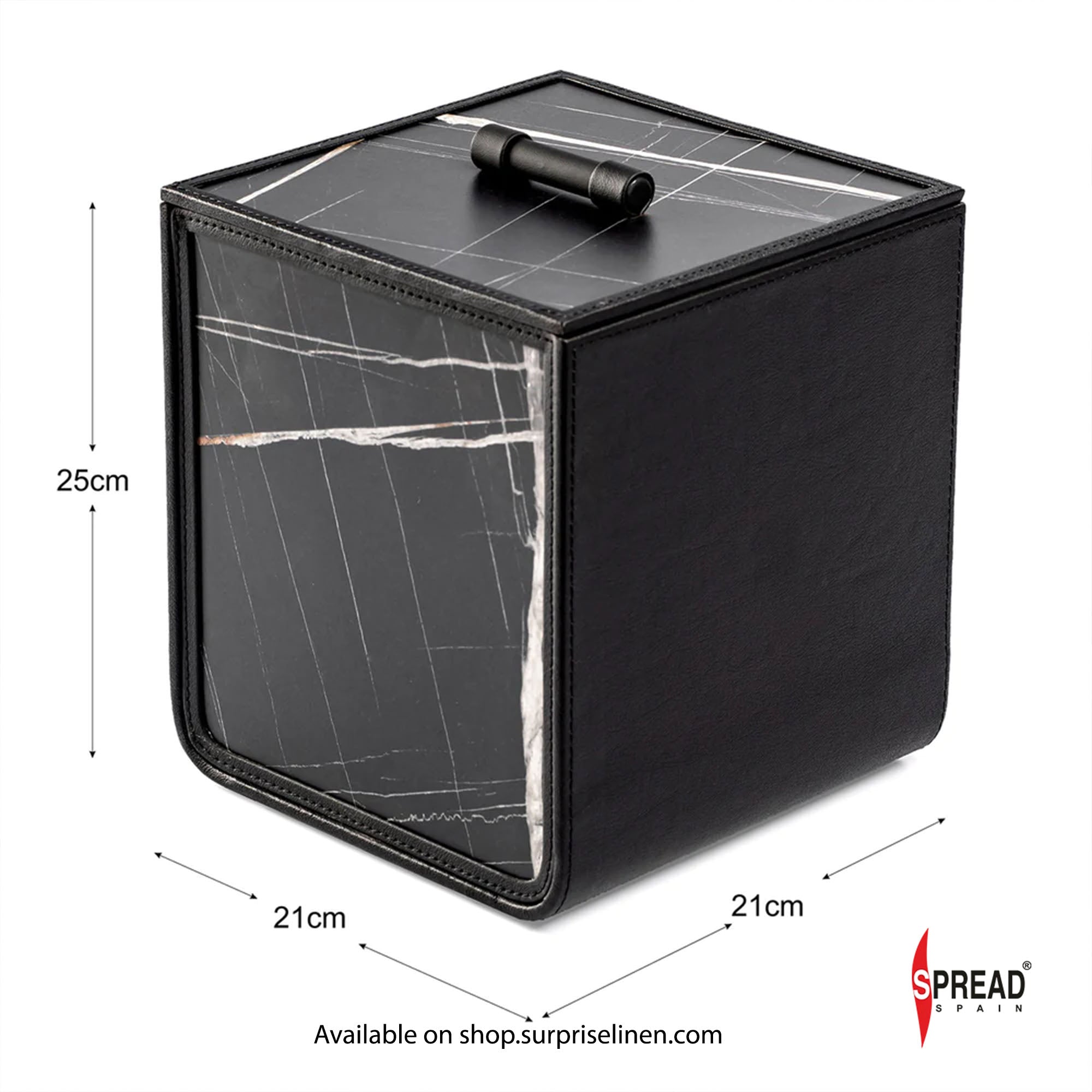 Spread Spain - Marble Satvario Collection Dustbin (Black Marquina)