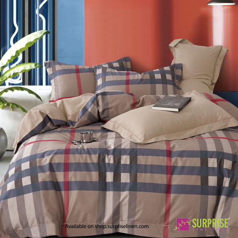 Surprise Home - Linea Collection Heritage Plaid 3 Pcs Bedsheet Set (Taupe Grey)