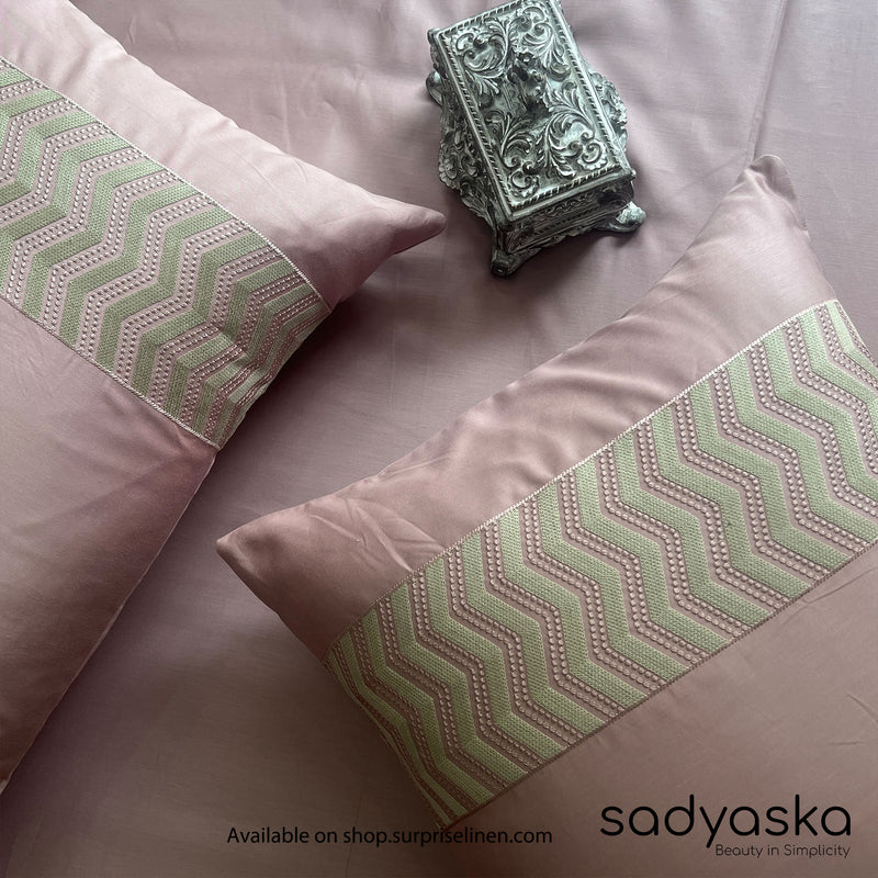 Sadyaska - Chevron Collection Cotton Rich 3 Pcs Bedsheet Set (Old Rose)