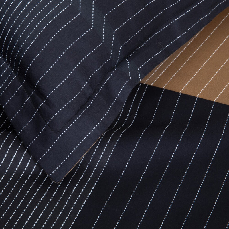 Hugo Boss - Tennis Stripes 300 TC Cotton Sateen Bed Sheet Set (Black)