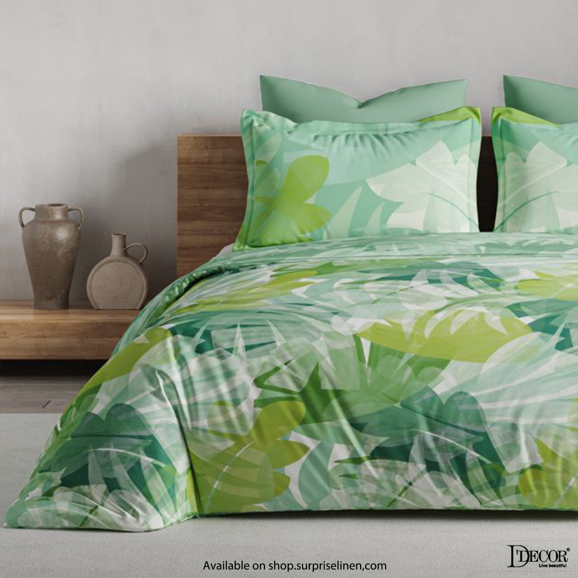 D'Decor - Maxima Collection 100% Cotton King Size 3 Pcs Bedsheet Set (Parrot Green)